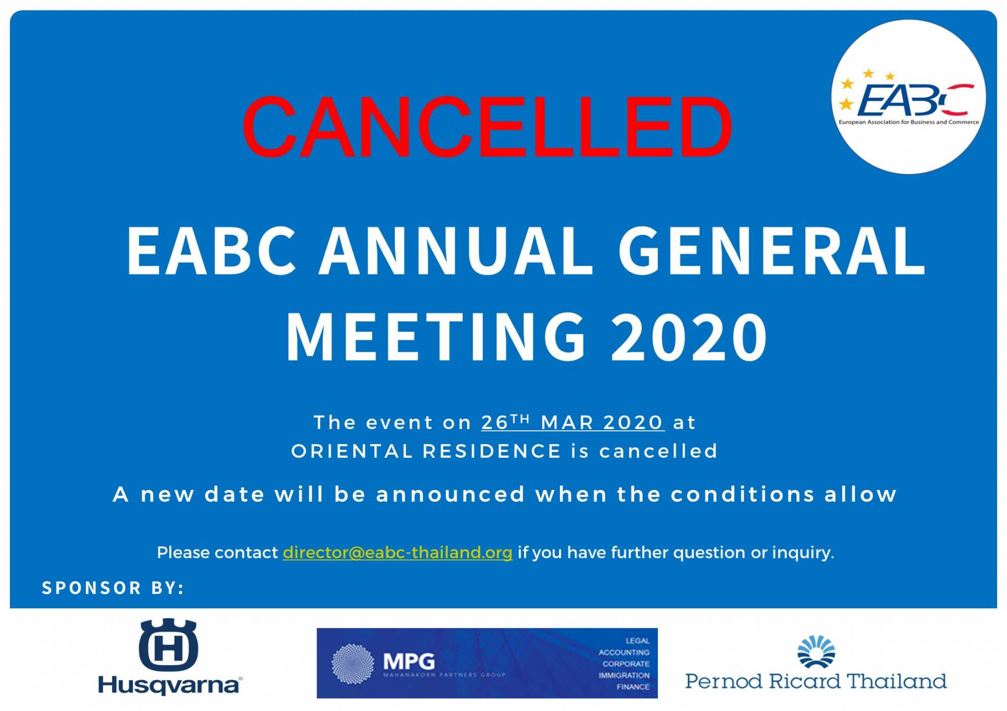 Cancelled: EABC Annual General Meeting