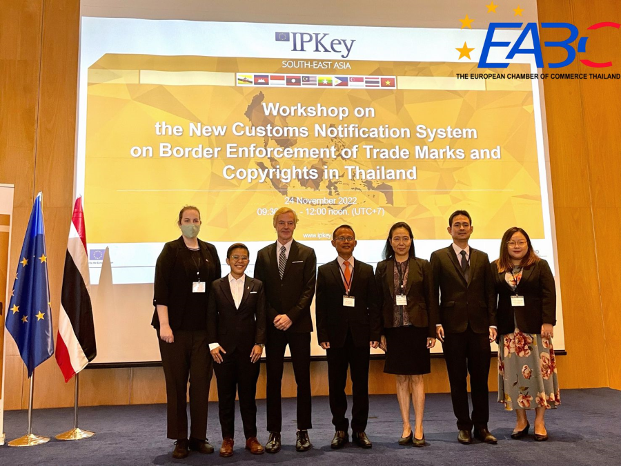 EABC: The Workshop on the New Customs Notification System on Border Enforcement of Trade Marks and Copyrights in Thailand organised by IPKEY SEA. EABC: The Workshop on the New Customs Notification System on Border Enforcement of Trade Marks and Copyrights in Thailand organised by IPKEY SEA.